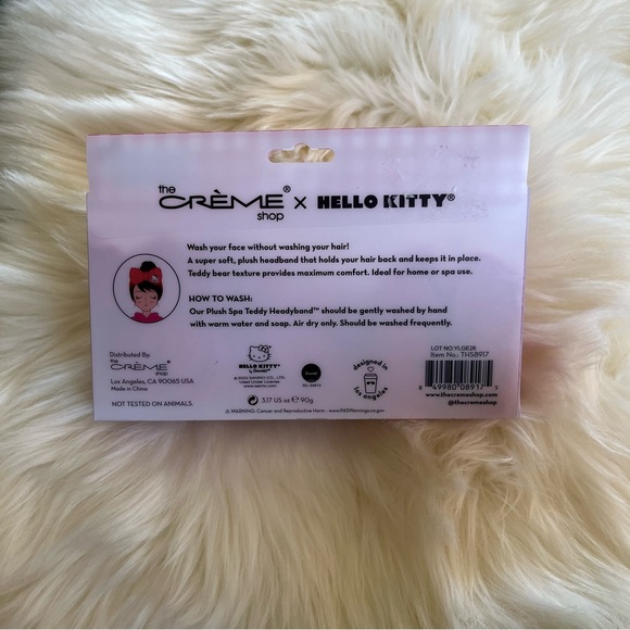 Hello Kitty x the Creme Shop Plush Spa Headband Limited Edition Red Gingham - Picture 2 of 2